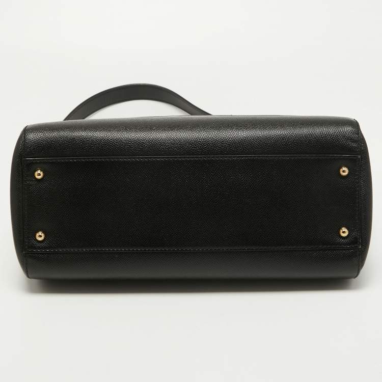Pre Owned Dolce & Gabbana Black Leather Large Miss Sicily Top Handle Bag