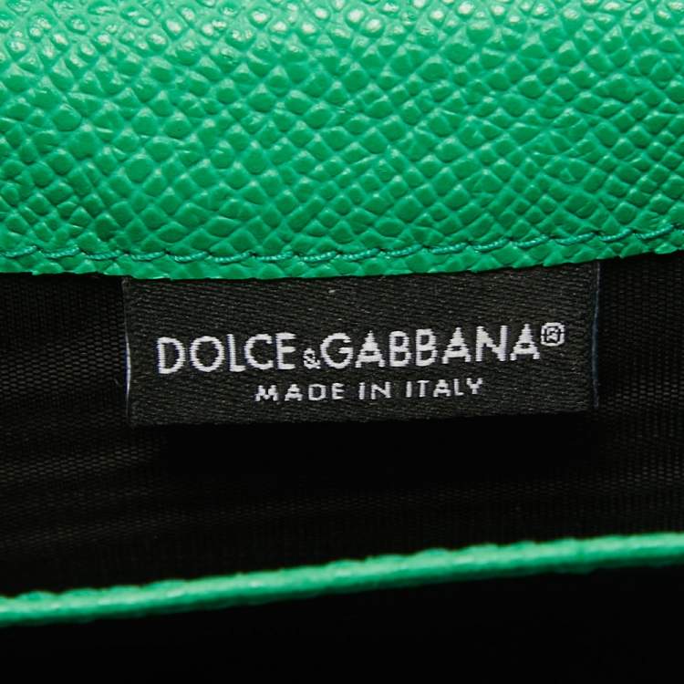 Pre Owned Dolce & Gabbana Green Leather Trifold Compact Wallet