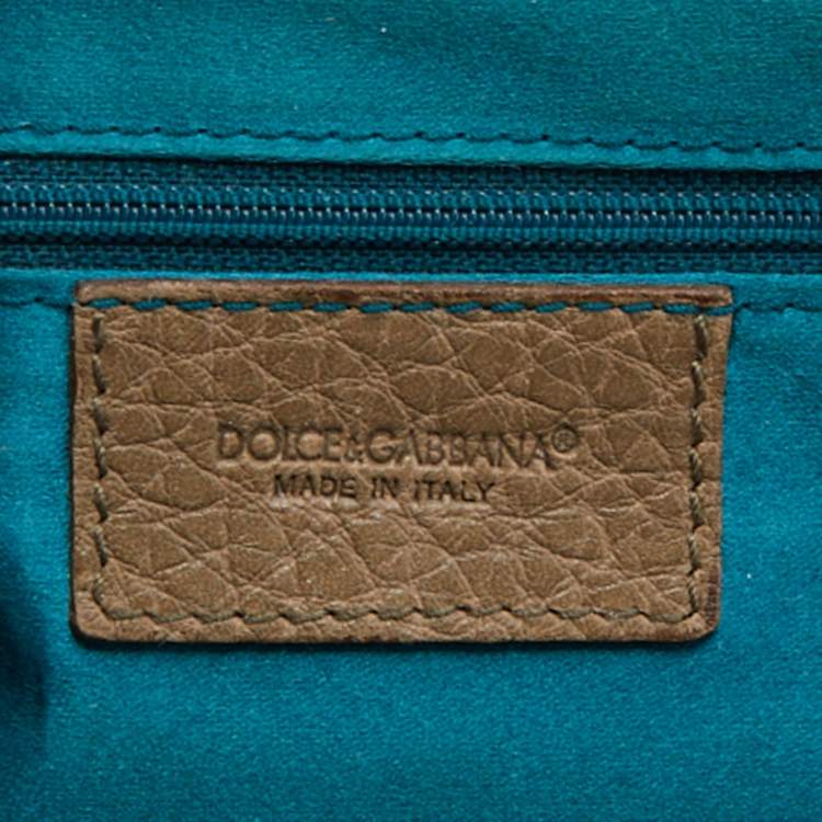 Pre Owned Dolce & Gabbana Metallic Beige Floral Jacquard Shoulder Bag