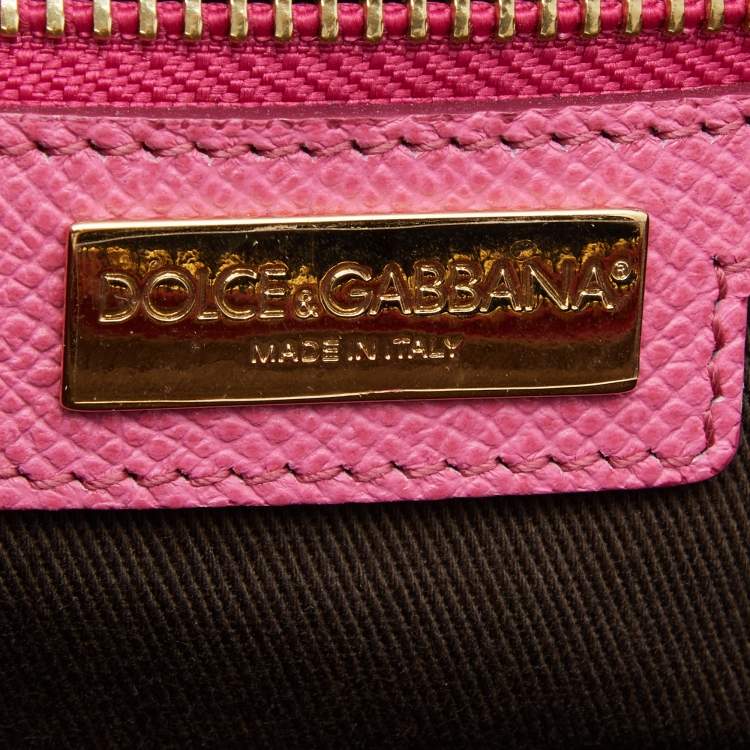 Pre Owned Dolce & Gabbana Brown/Pink Leopard Print Coated Canvas and Leather Wristlet Clutch