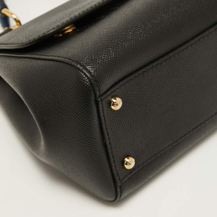 Pre Owned Dolce & Gabbana Black Leather Medium Miss Sicily Top Handle Bag