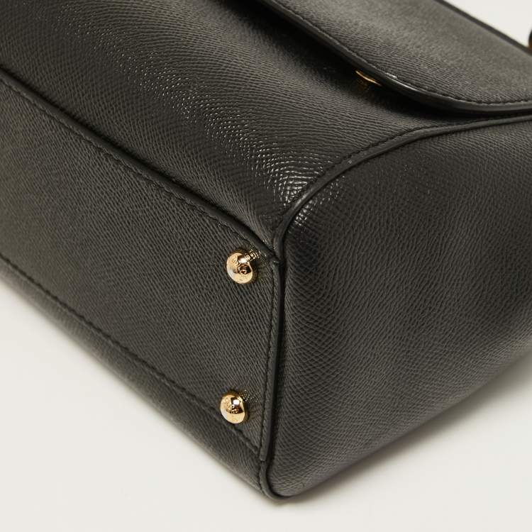 Pre Owned Dolce & Gabbana Black Leather Medium Miss Sicily Top Handle Bag
