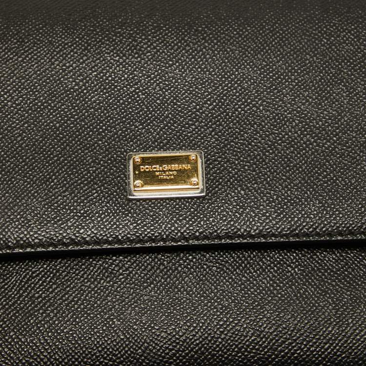 Pre Owned Dolce & Gabbana Black Leather Medium Miss Sicily Top Handle Bag