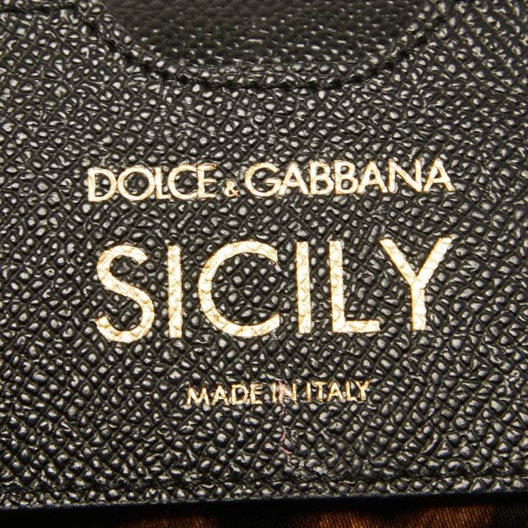 Pre Owned Dolce & Gabbana Black Leather Medium Miss Sicily Top Handle Bag