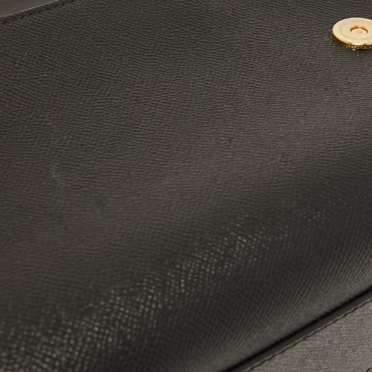 Pre Owned Dolce & Gabbana Black Leather Medium Miss Sicily Top Handle Bag