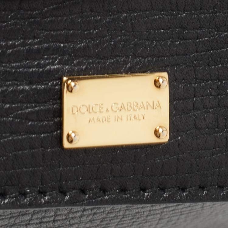Pre Owned Dolce & Gabbana Black Leather and Snakeskin Medium Miss Sicily Top Handle Bag
