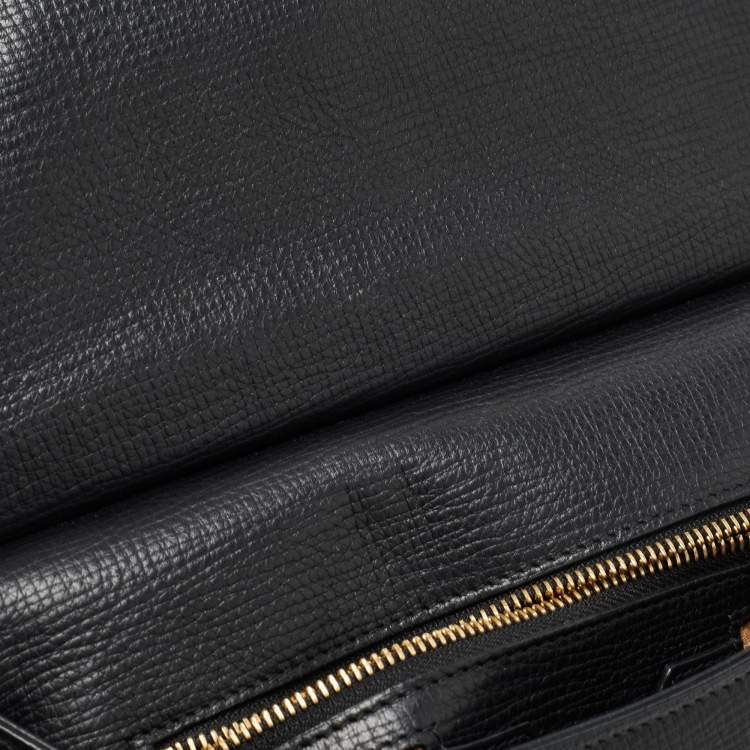 Pre Owned Dolce & Gabbana Black Leather and Snakeskin Medium Miss Sicily Top Handle Bag