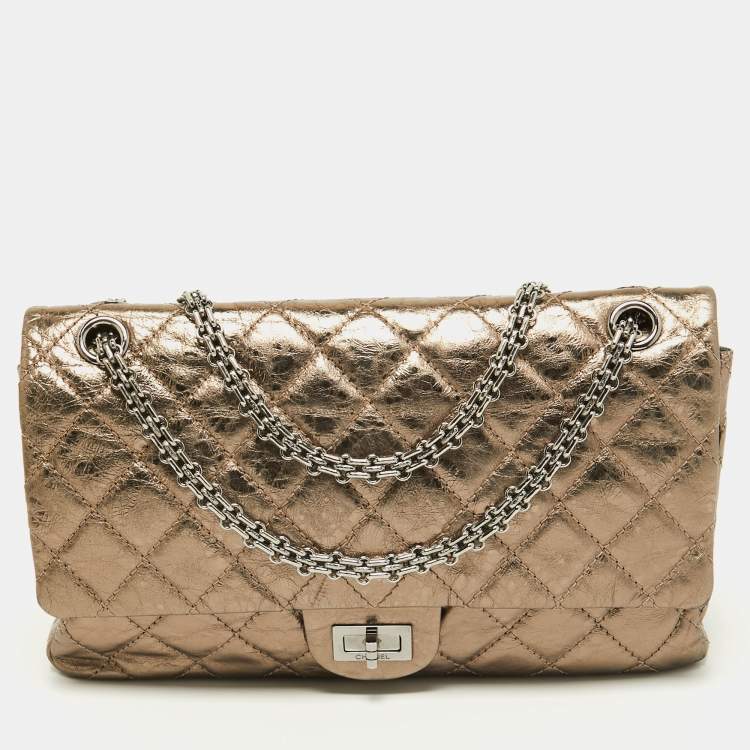 Chanel Chanel White Caviar Quilted Leather 2.55 10 Shoulder Bag Gold
