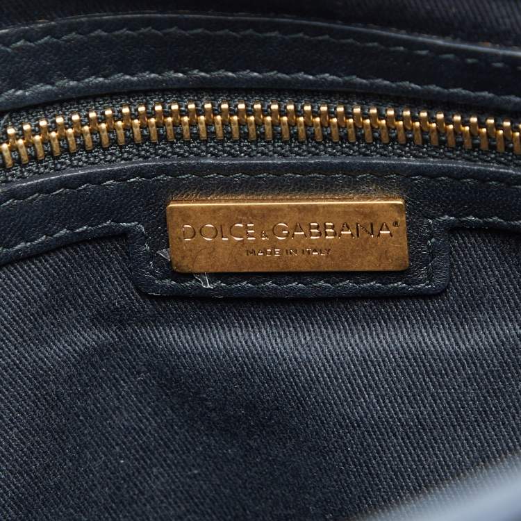 Pre Owned Dolce & Gabbana Multicolor Cross Stitch Fabric and Leather Padlock Top Handle Bag