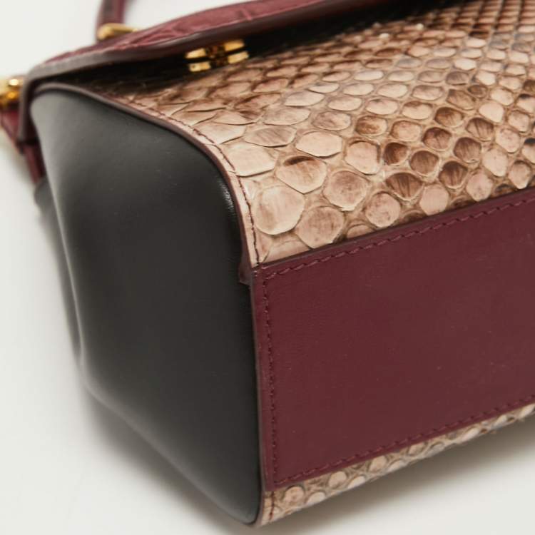 Pre Owned Dolce & Gabbana Multicolor Alligator,Python and Leather Small Miss Sicily Top Handle Bag