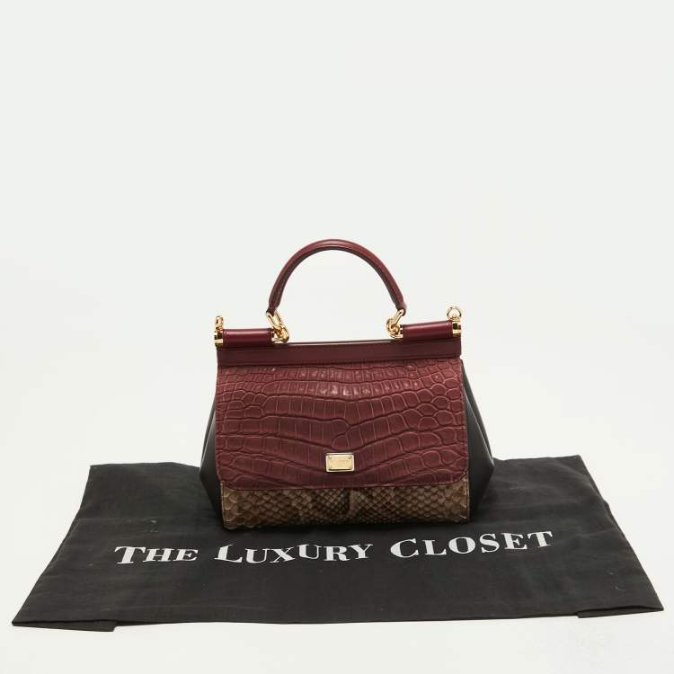 Pre Owned Dolce & Gabbana Multicolor Alligator,Python and Leather Small Miss Sicily Top Handle Bag