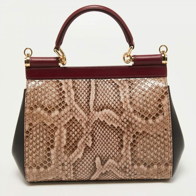 Pre Owned Dolce & Gabbana Multicolor Alligator,Python and Leather Small Miss Sicily Top Handle Bag