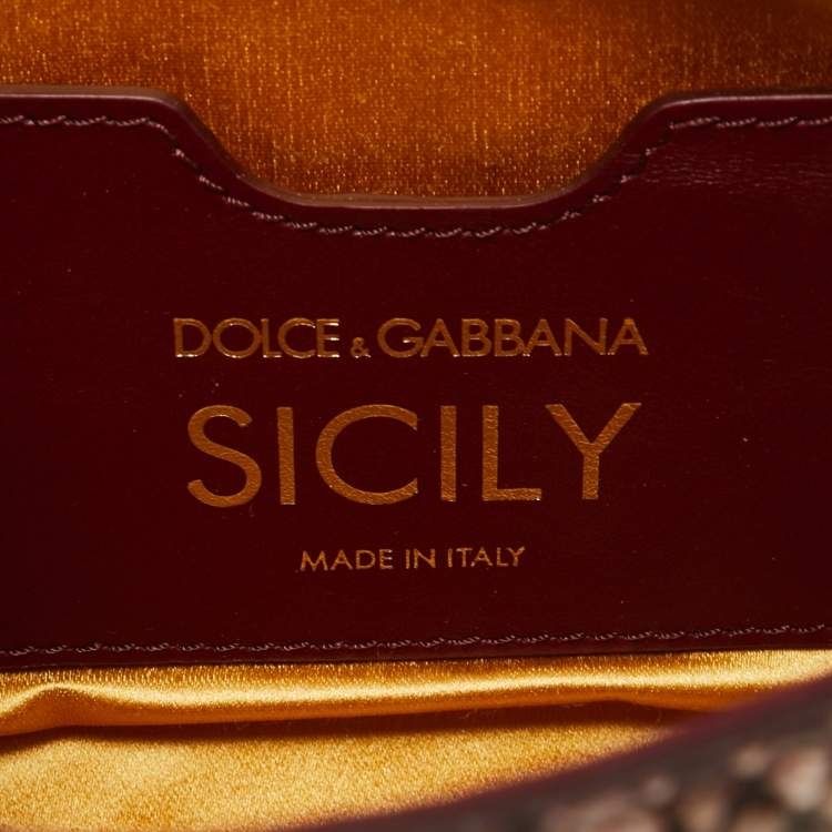 Pre Owned Dolce & Gabbana Multicolor Alligator,Python and Leather Small Miss Sicily Top Handle Bag