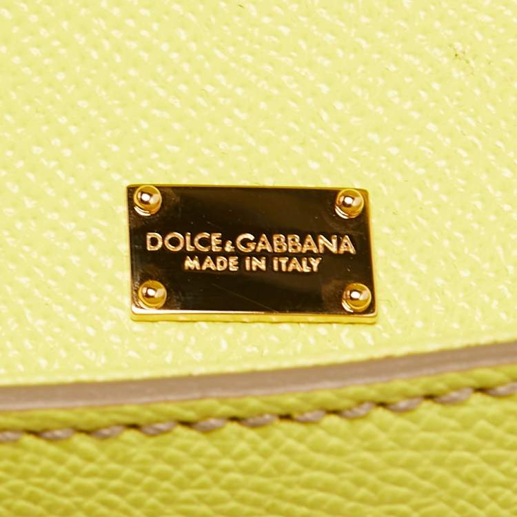 Pre Owned Dolce & Gabbana Lime Yellow Leather Large Miss Sicily Top Handle Bag
