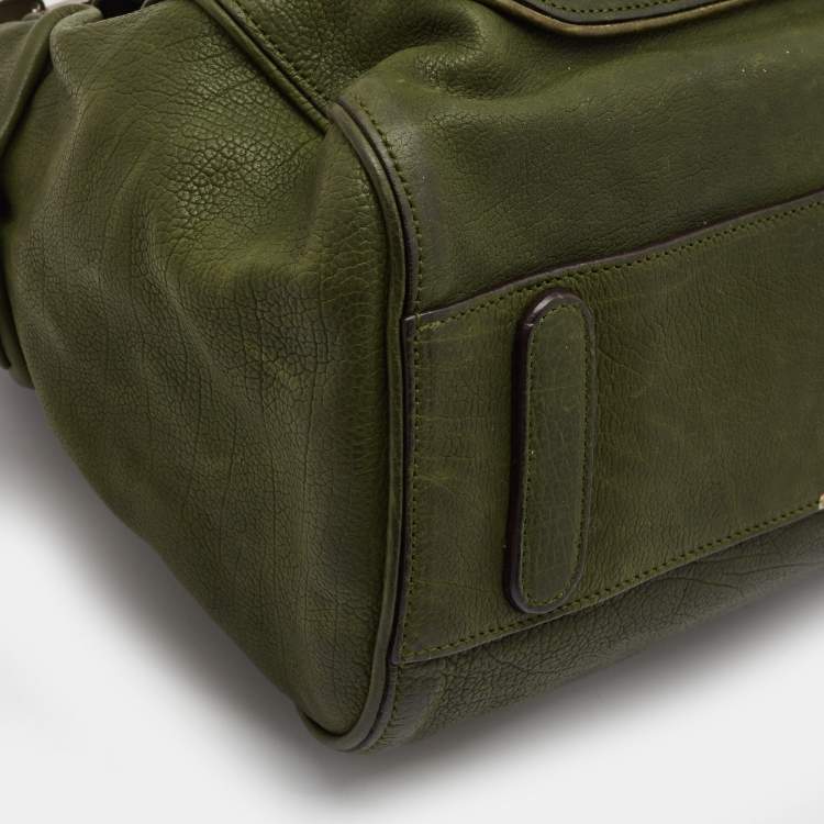 Pre Owned Dolce & Gabbana Olive Green Leather Miss Catch Satchel