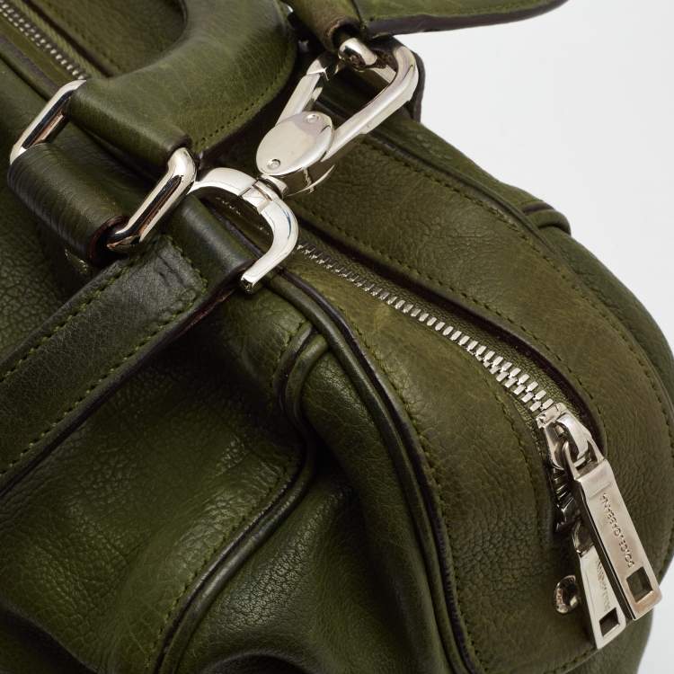Pre Owned Dolce & Gabbana Olive Green Leather Miss Catch Satchel