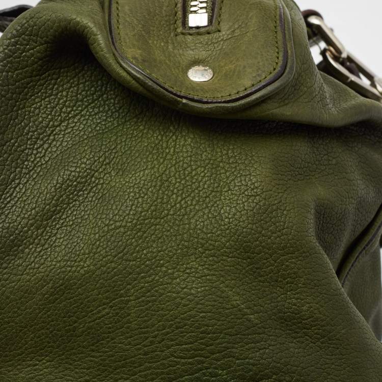 Pre Owned Dolce & Gabbana Olive Green Leather Miss Catch Satchel