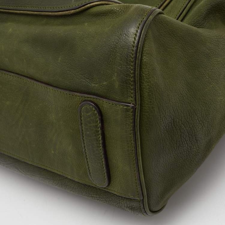 Pre Owned Dolce & Gabbana Olive Green Leather Miss Catch Satchel