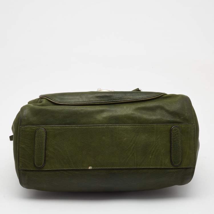 Pre Owned Dolce & Gabbana Olive Green Leather Miss Catch Satchel