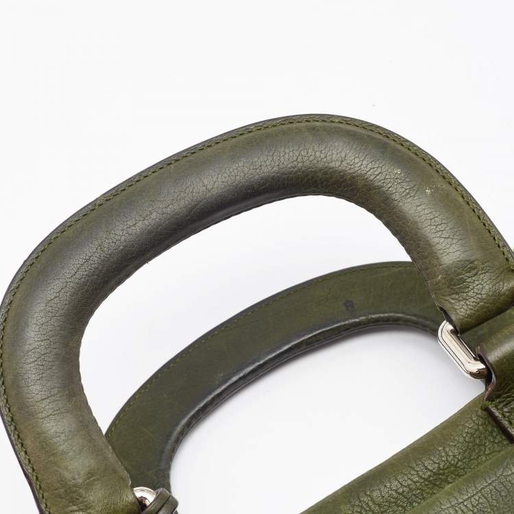 Pre Owned Dolce & Gabbana Olive Green Leather Miss Catch Satchel