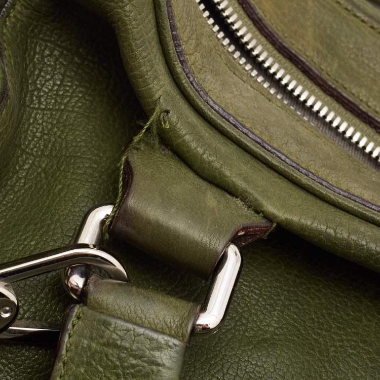 Pre Owned Dolce & Gabbana Olive Green Leather Miss Catch Satchel
