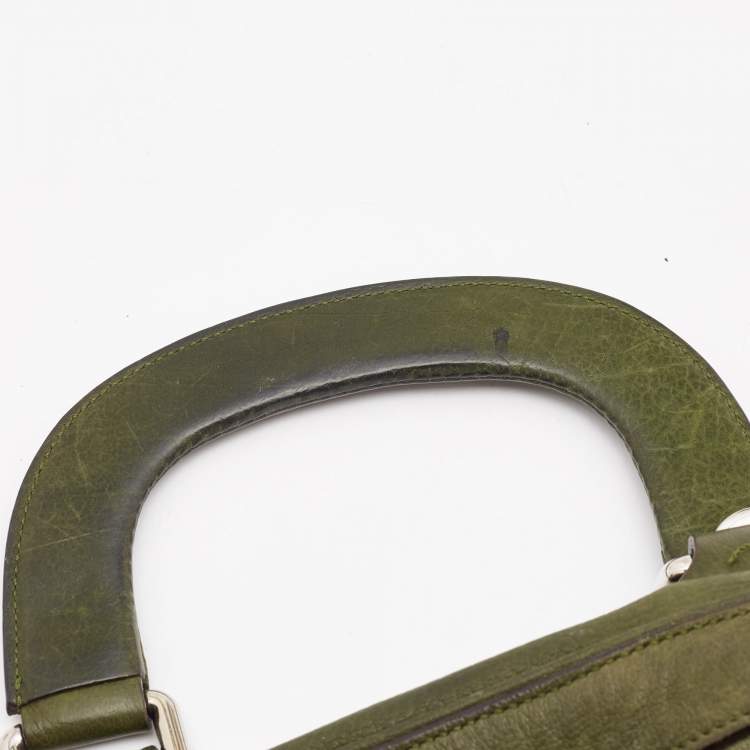 Pre Owned Dolce & Gabbana Olive Green Leather Miss Catch Satchel