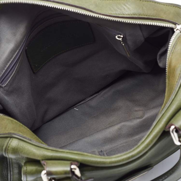 Pre Owned Dolce & Gabbana Olive Green Leather Miss Catch Satchel