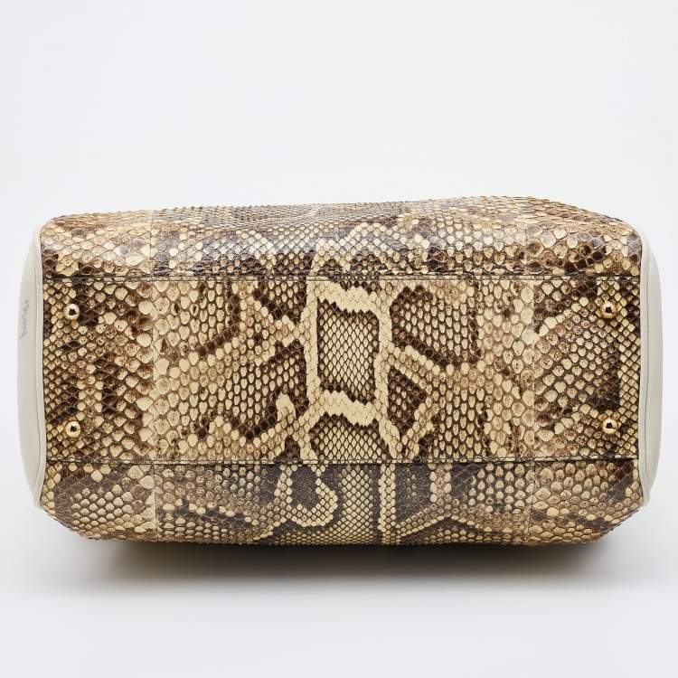 Pre Owned Dolce & Gabbana Python and Leather Large Miss Sicily Shopper Tote