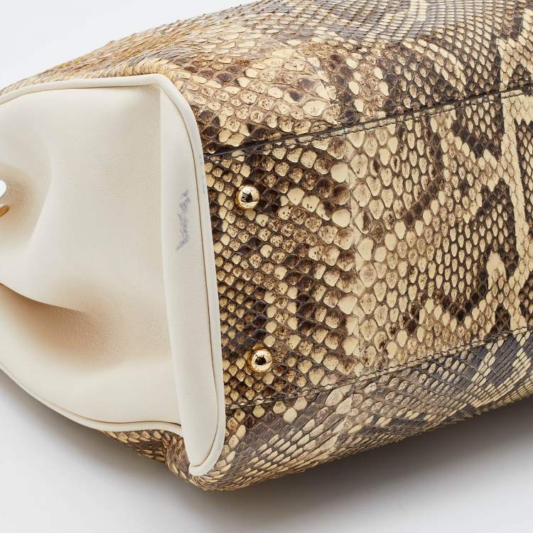 Pre Owned Dolce & Gabbana Python and Leather Large Miss Sicily Shopper Tote