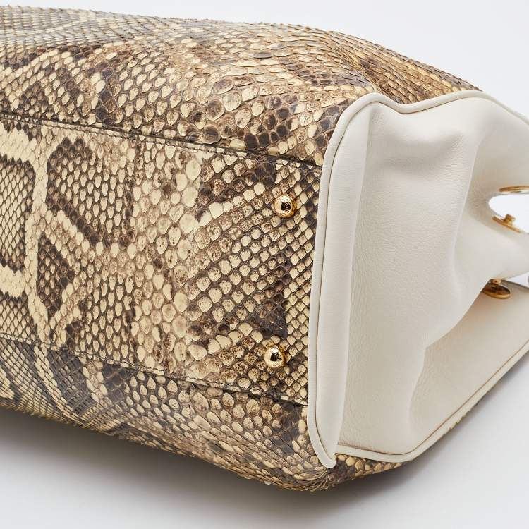 Pre Owned Dolce & Gabbana Python and Leather Large Miss Sicily Shopper Tote