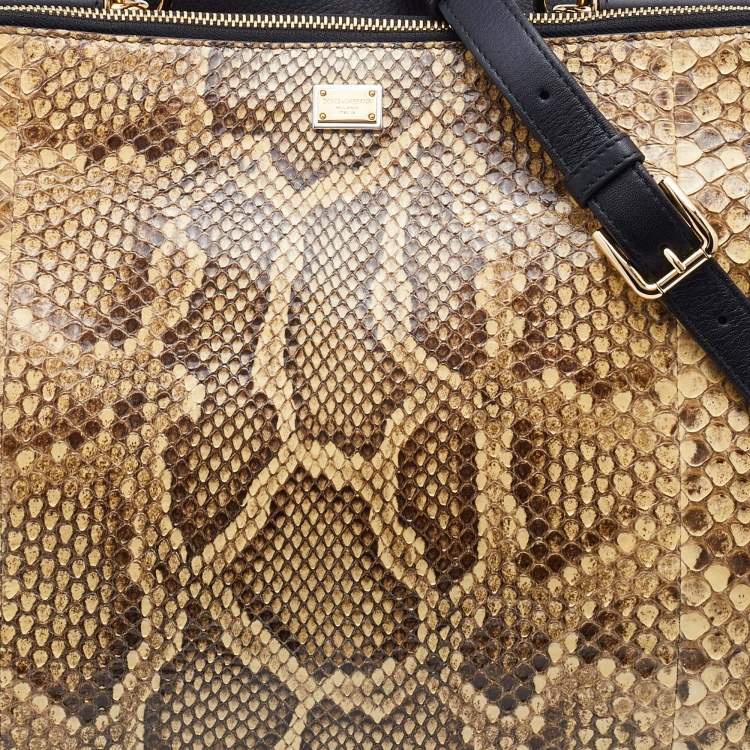 Pre Owned Dolce & Gabbana Python and Leather Large Miss Sicily Shopper Tote