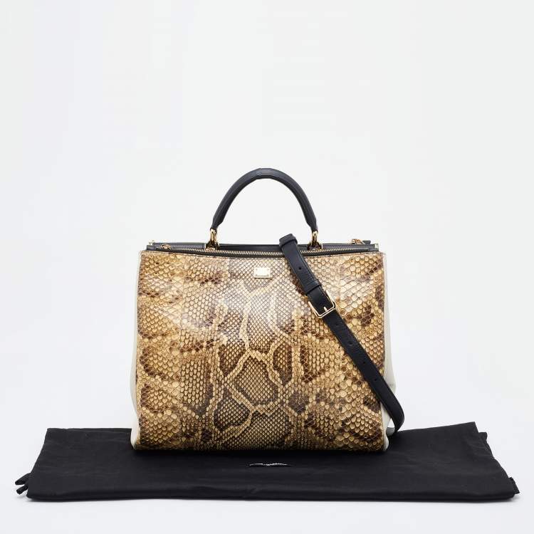 Pre Owned Dolce & Gabbana Python and Leather Large Miss Sicily Shopper Tote
