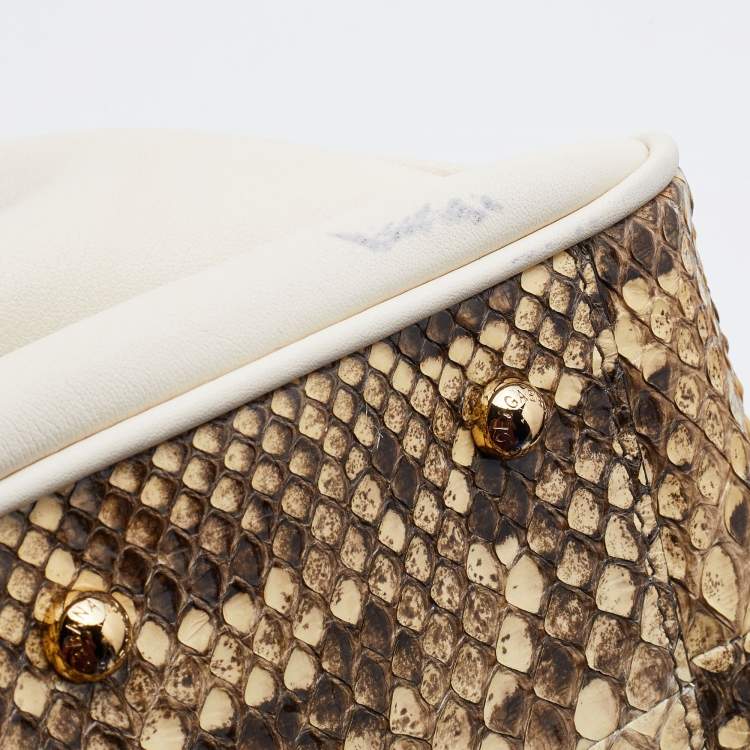 Pre Owned Dolce & Gabbana Python and Leather Large Miss Sicily Shopper Tote