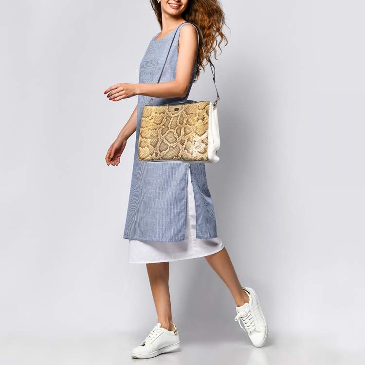 Pre Owned Dolce & Gabbana Python and Leather Large Miss Sicily Shopper Tote