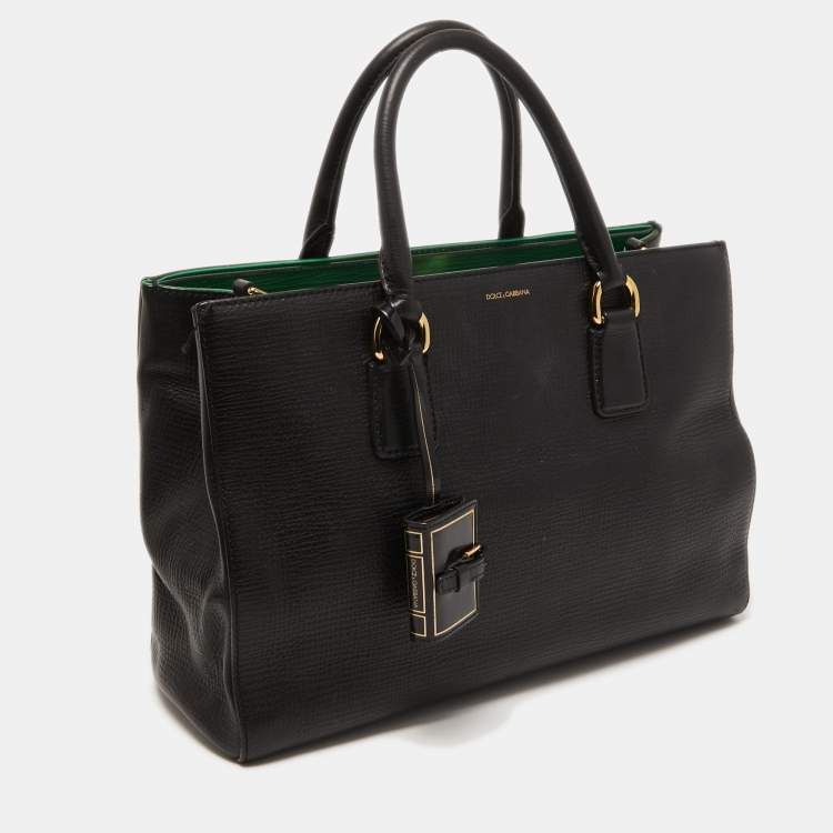 Pre Owned Dolce & Gabbana Black Leather Multi Compartment Tote