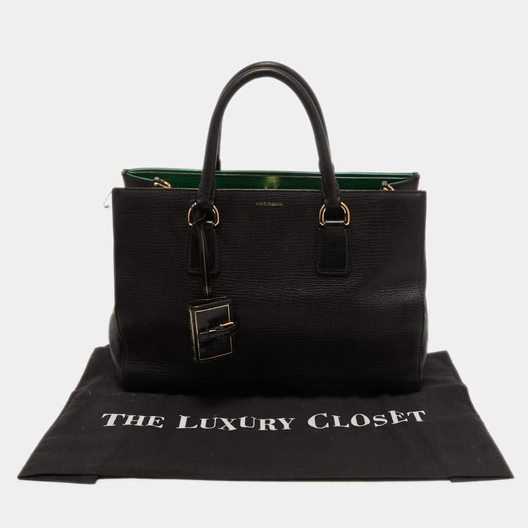 Pre Owned Dolce & Gabbana Black Leather Multi Compartment Tote