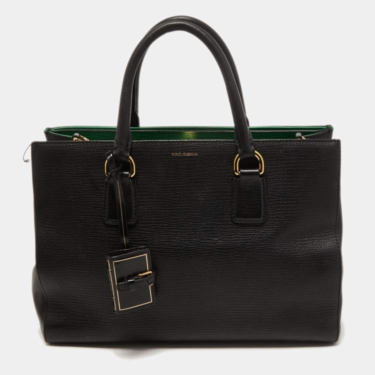 Pre Owned Dolce & Gabbana Black Leather Multi Compartment Tote