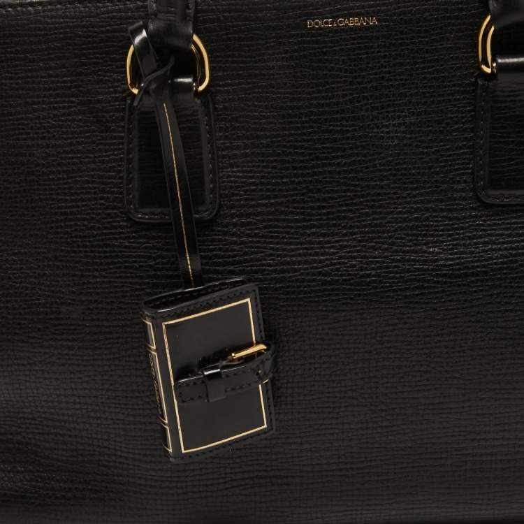 Pre Owned Dolce & Gabbana Black Leather Multi Compartment Tote