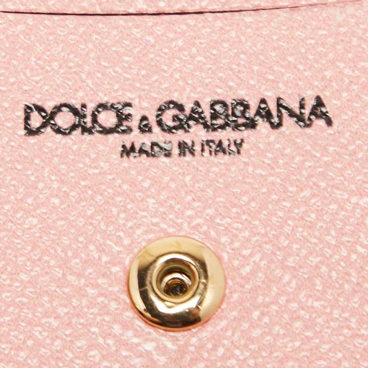 Pre Owned Dolce & Gabbana Pink Floral Print Leather DG Logo Chain Clutch