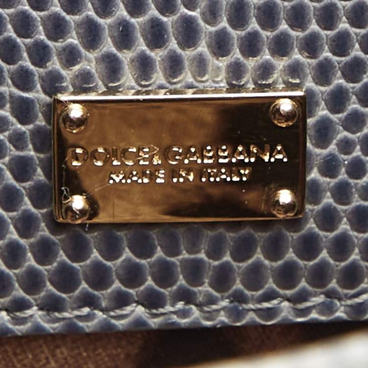 Pre Owned Dolce & Gabbana Grey Lizard Embossed Leather Medium Miss Sicily Top Handle Bag