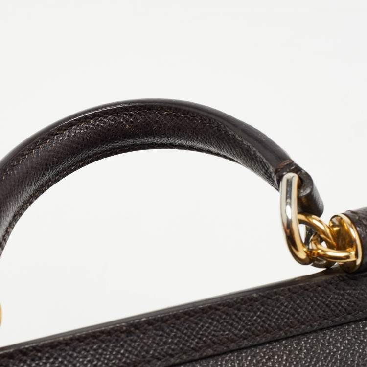 Pre Owned Dolce & Gabbana Dark Brown Leather Medium Miss Sicily Top Handle Bag