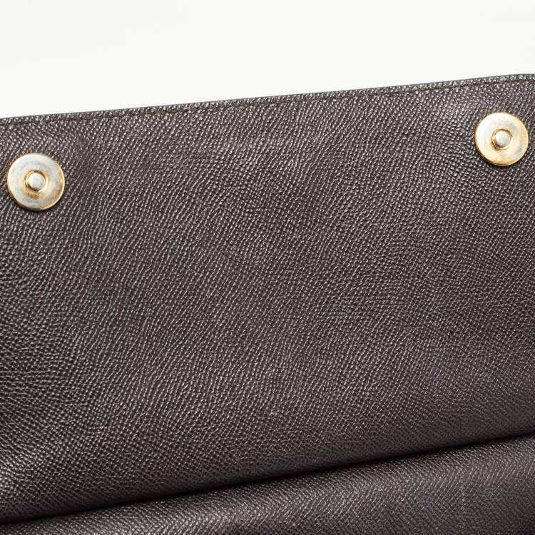 Pre Owned Dolce & Gabbana Dark Brown Leather Medium Miss Sicily Top Handle Bag
