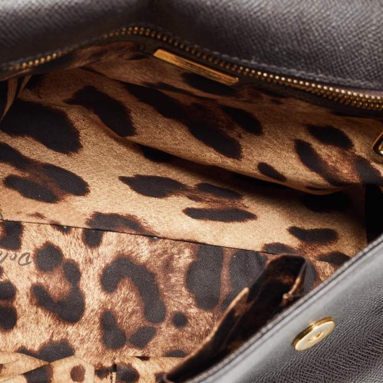 Pre Owned Dolce & Gabbana Dark Brown Leather Medium Miss Sicily Top Handle Bag