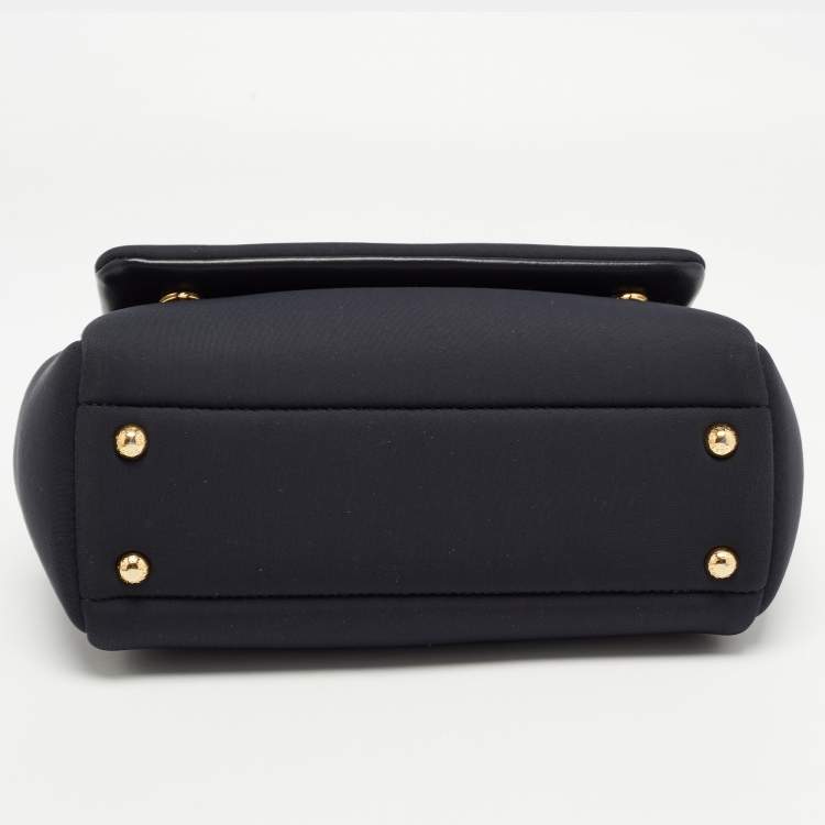 Pre Owned Dolce & Gabbana Black Neoprene Small Miss Sicily Top Handle Bag