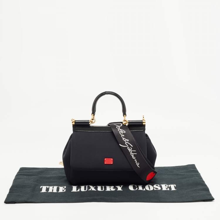 Pre Owned Dolce & Gabbana Black Neoprene Small Miss Sicily Top Handle Bag