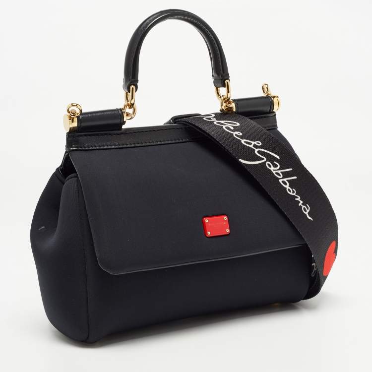 Pre Owned Dolce & Gabbana Black Neoprene Small Miss Sicily Top Handle Bag