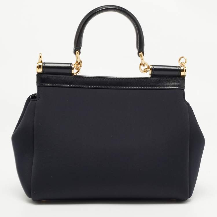Pre Owned Dolce & Gabbana Black Neoprene Small Miss Sicily Top Handle Bag