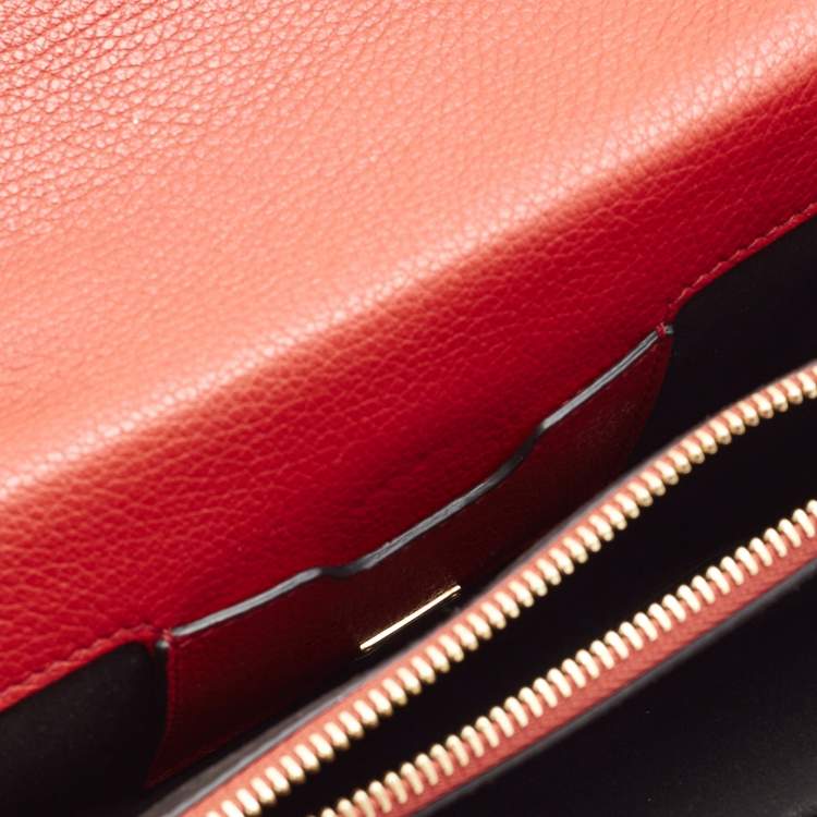 Pre Owned Dolce & Gabbana Red Leather Small Rosalia Shoulder Bag