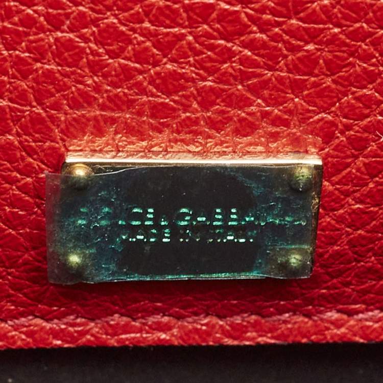 Pre Owned Dolce & Gabbana Red Leather Small Rosalia Shoulder Bag