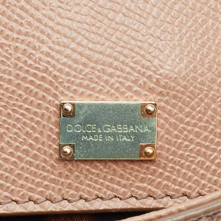 Pre Owned Dolce & Gabbana Beige Leather Medium Miss Sicily Top Handle Bag